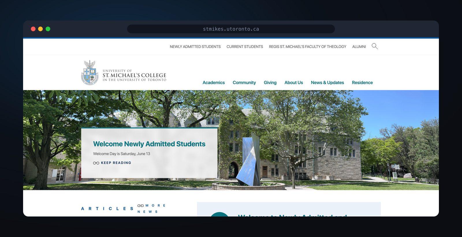 University of St. Michael's College home page